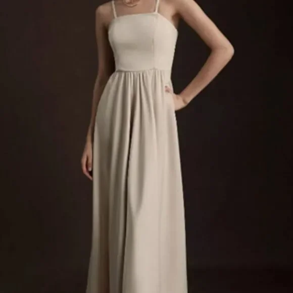 BHLDN Elsie Straight-Neck Satin A-Line Gown NWT Sz 2 - Picture 2 of 11